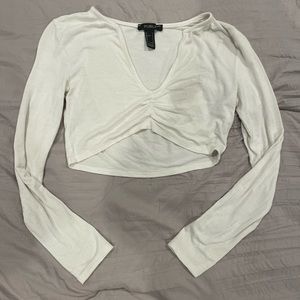 (MUST SELL BY 5/10!) Forever 21 White U-neck Long Sleeve Crop